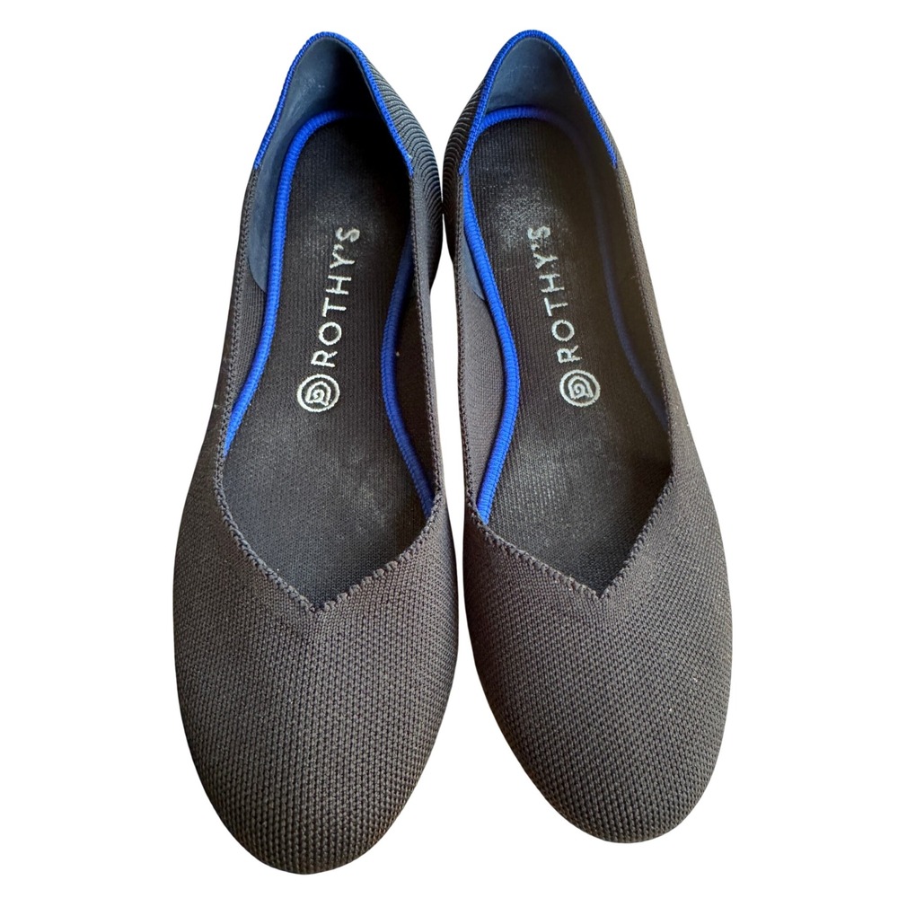 Rothy's The Point Flats W 10 Black Pointed Toe Sustainable Knit Shoes Comfort